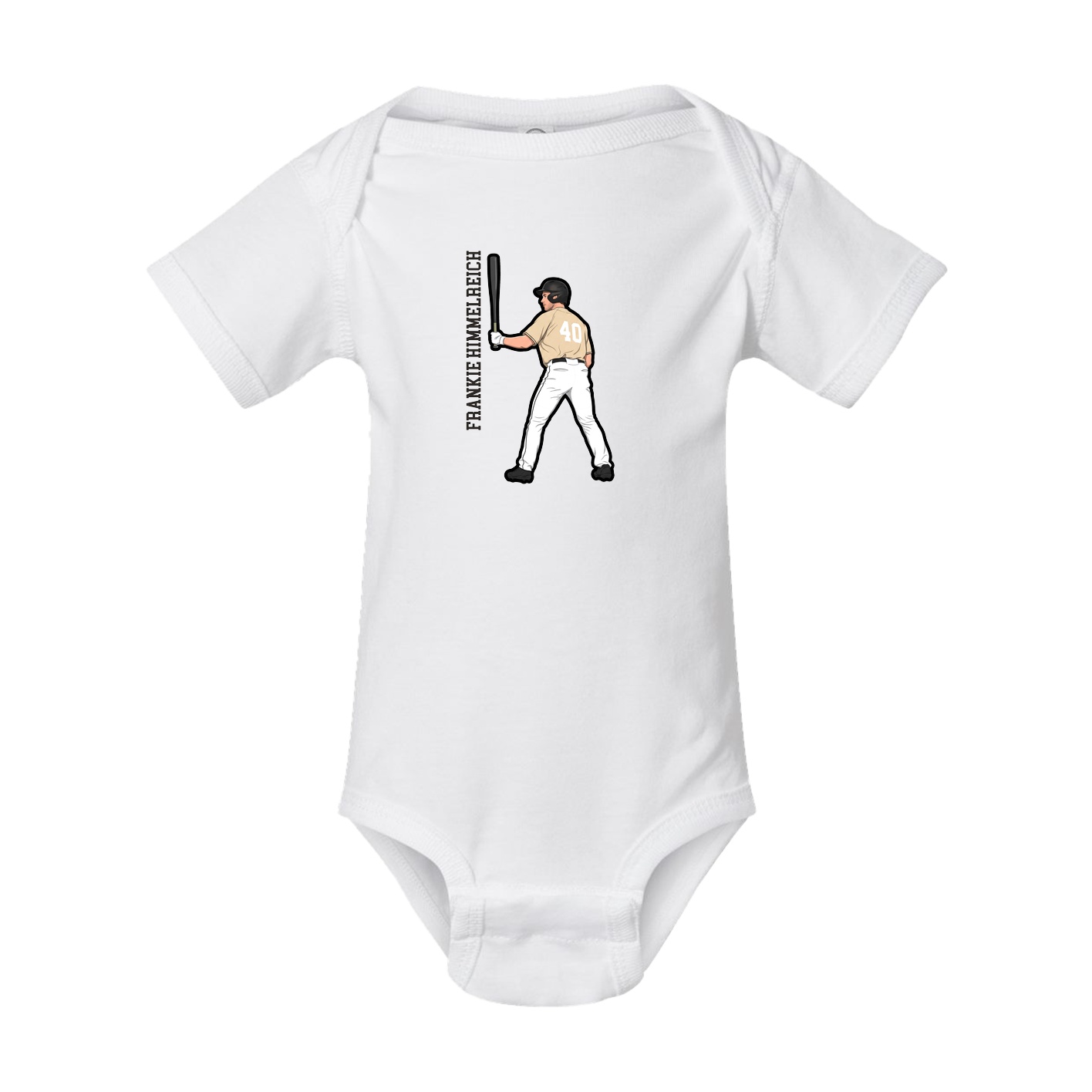 Baby Onesie — Name Vertical in White