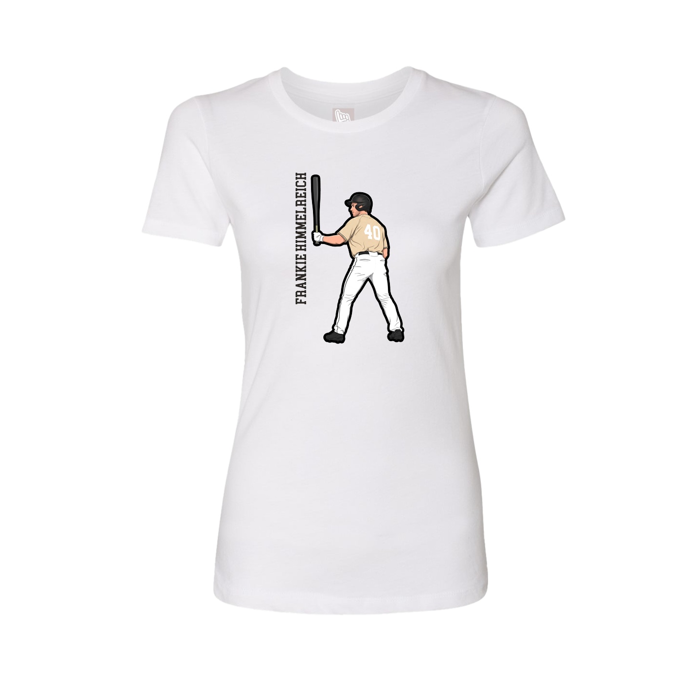 Womens Tee — Name Vertical in White