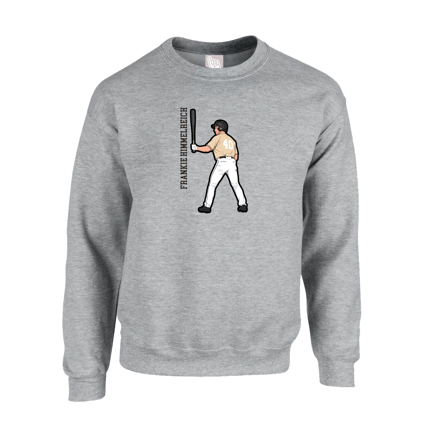 Fleece Crew — Name Vertical in Grey