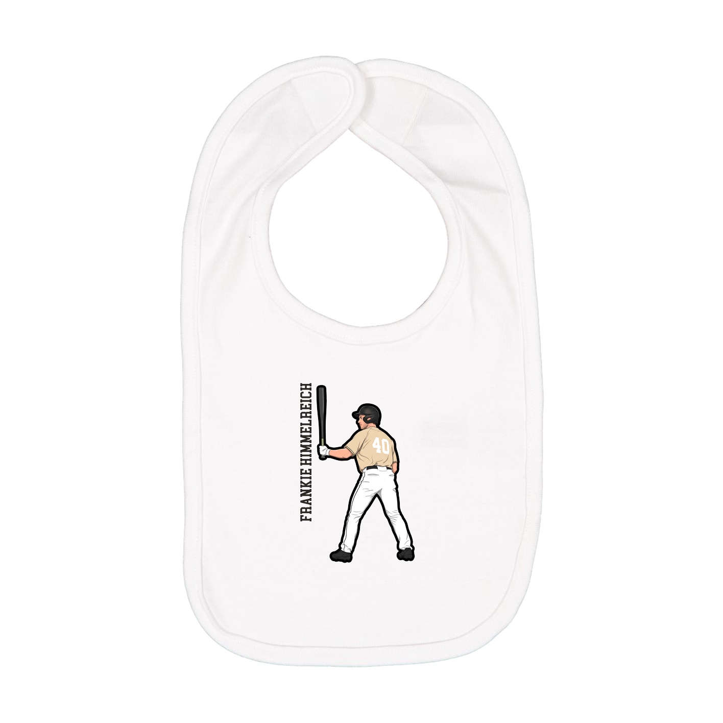 Infant Bib — Name Vertical in White
