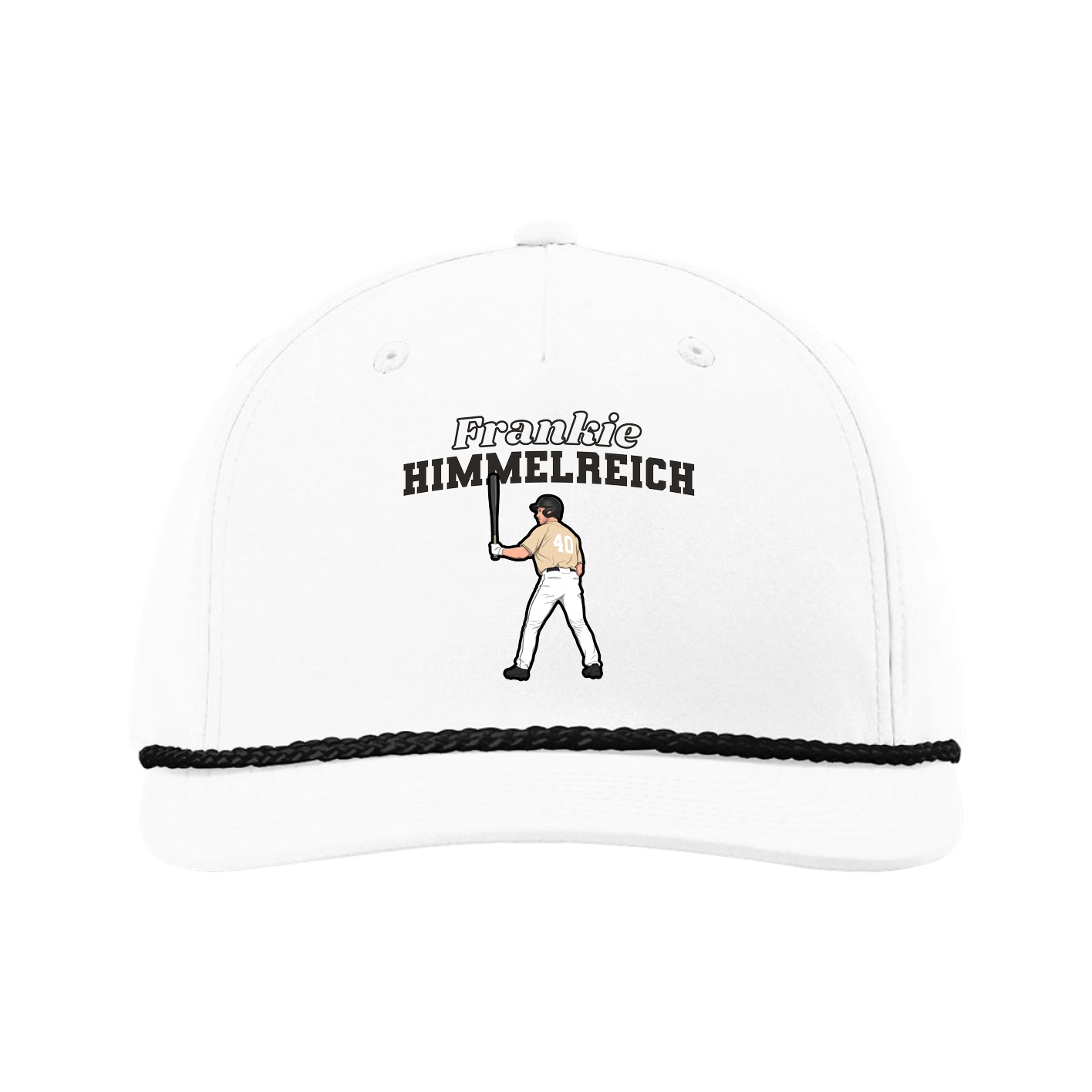 Five-Panel Classic Rope Cap — Name Arch in White