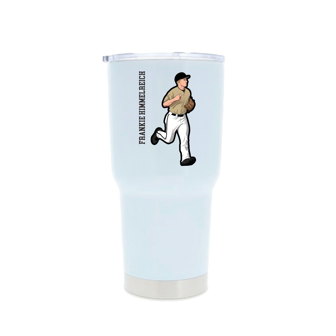 30oz Stainless Steel Tumbler — Name Vertical in White