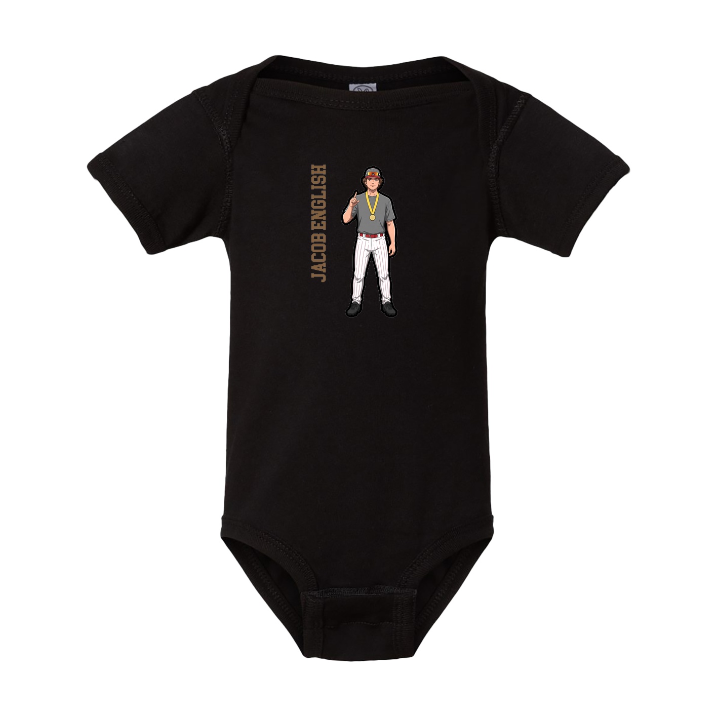 Baby Onesie — Name Vertical in Black
