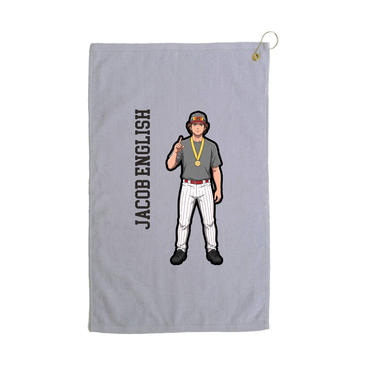Golf Towel — Name Vertical in Grey