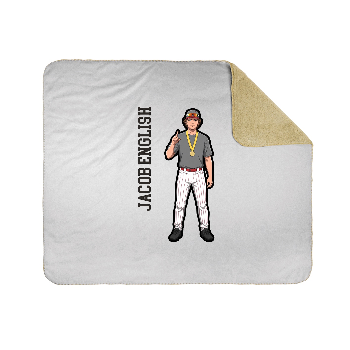 Throw Blanket — Name Vertical in White