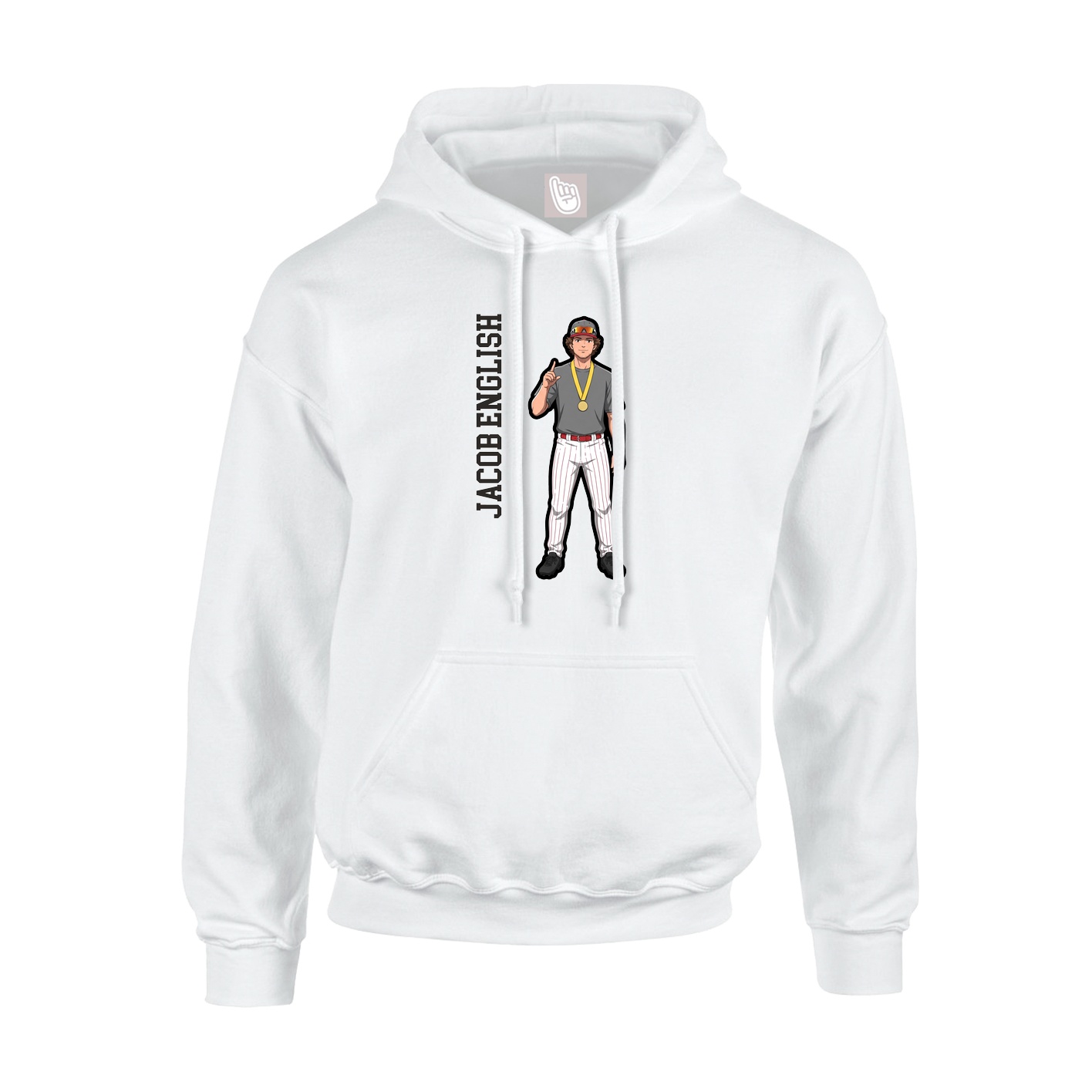Youth Hoodie — Name Vertical in White