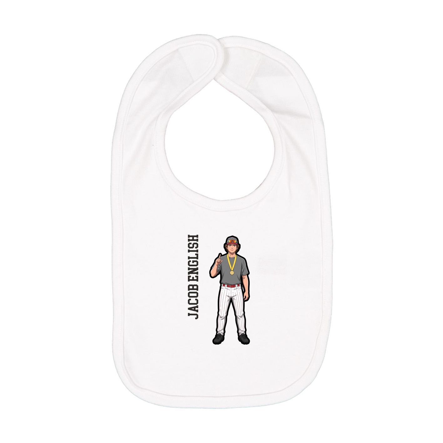 Infant Bib — Name Vertical in White