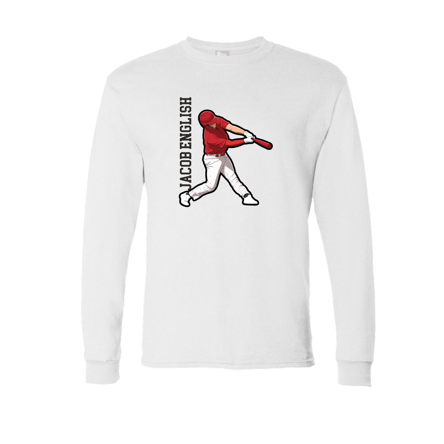 Long Sleeve Tee — Name Vertical in White