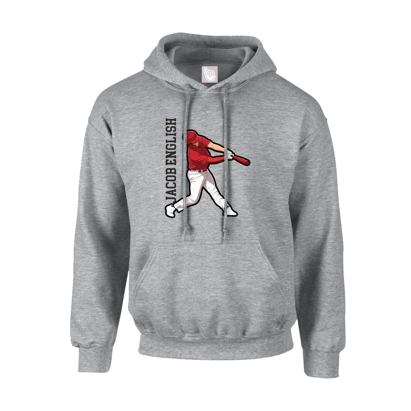 Hoodie — Name Vertical in Grey