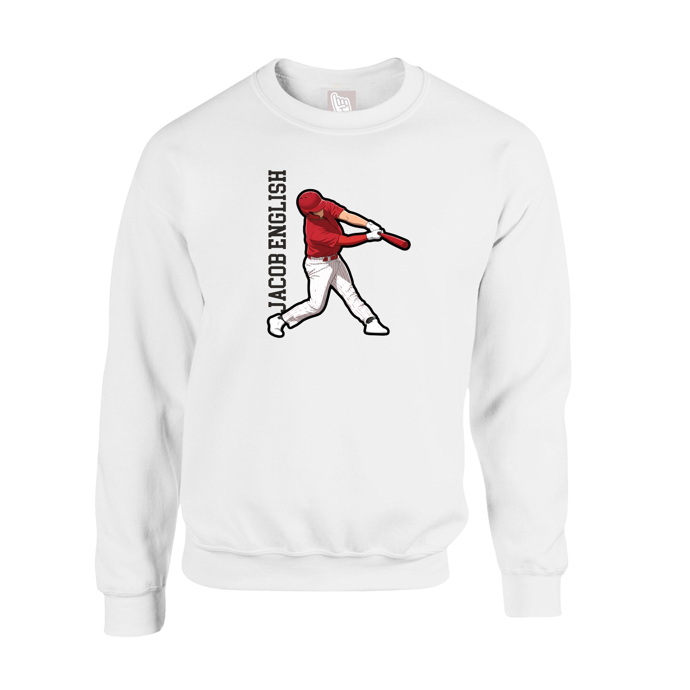Fleece Crew — Name Vertical in White
