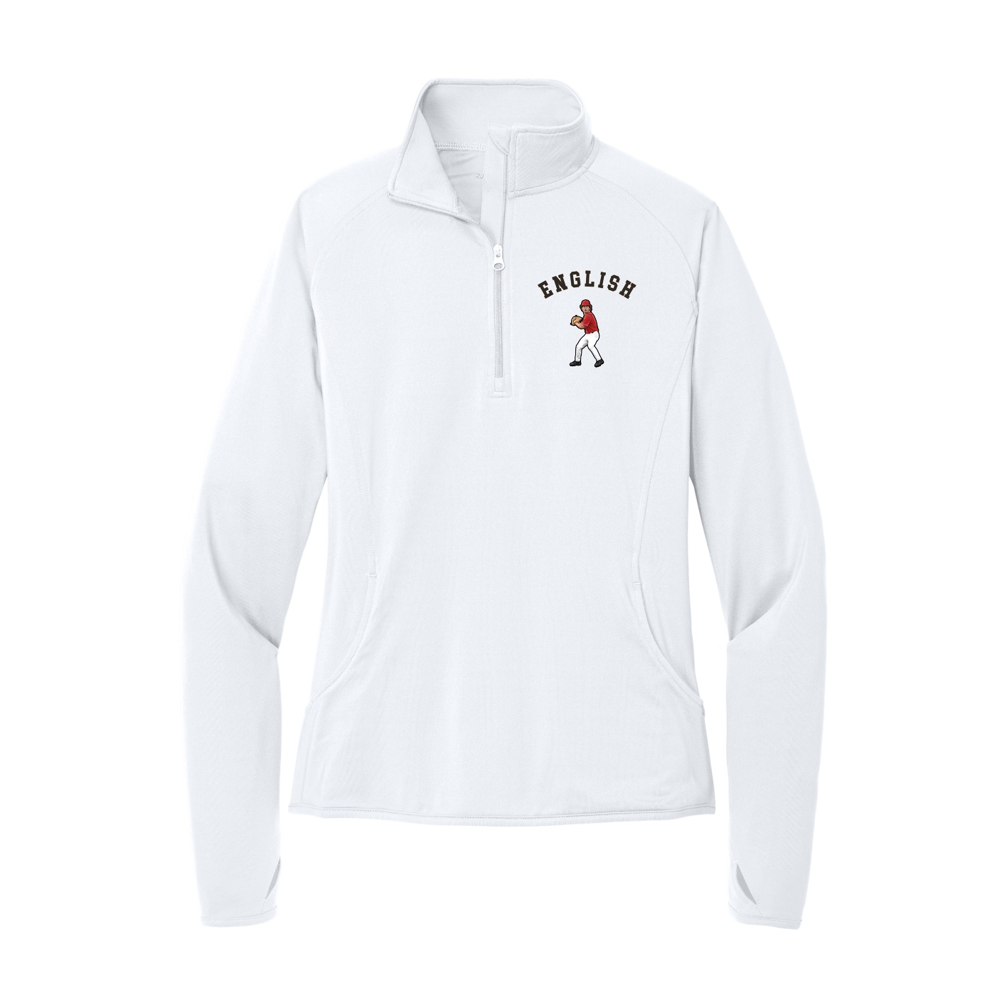 Women's Q-Zip Pullover — Shirsey Arch in White