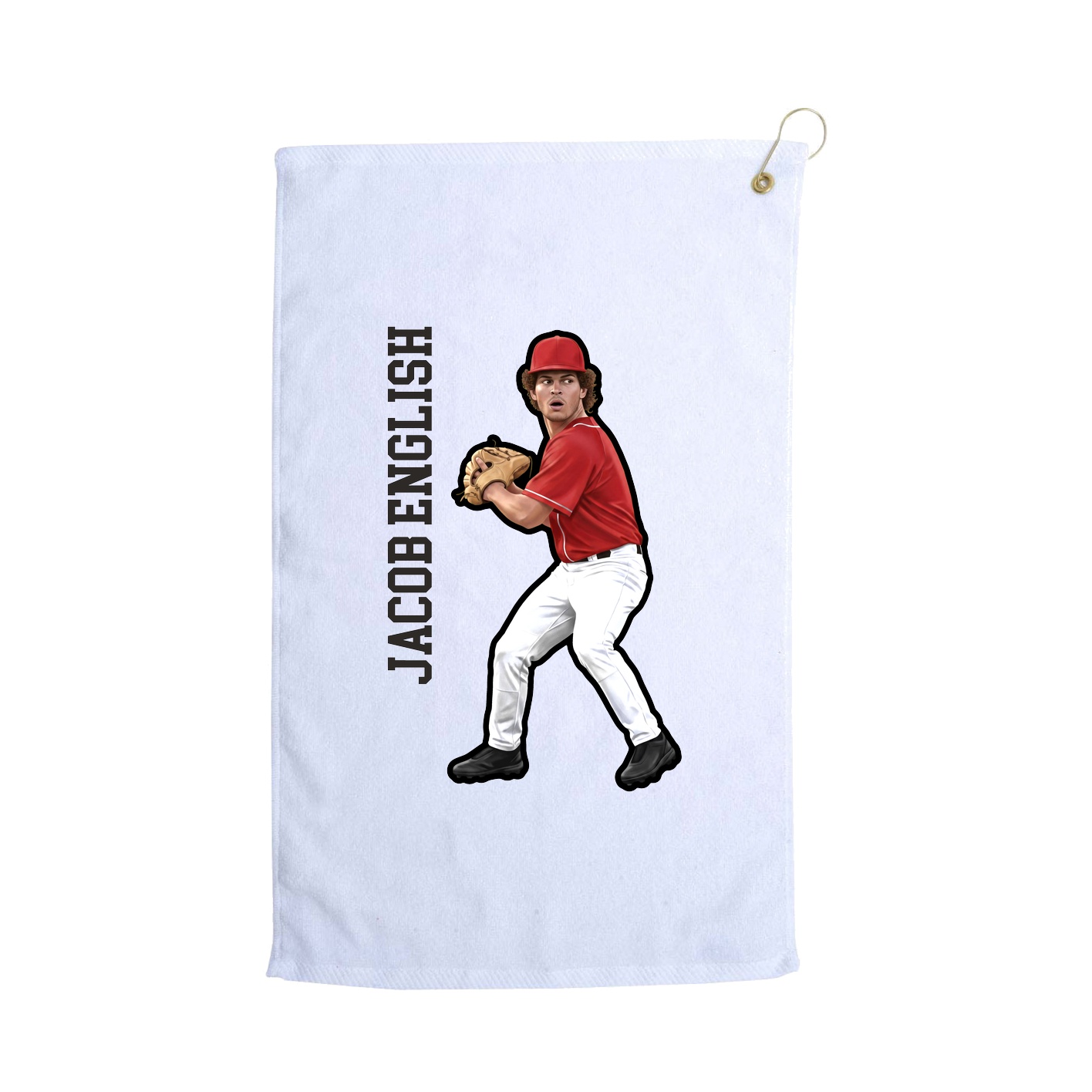 Golf Towel — Name Vertical in White