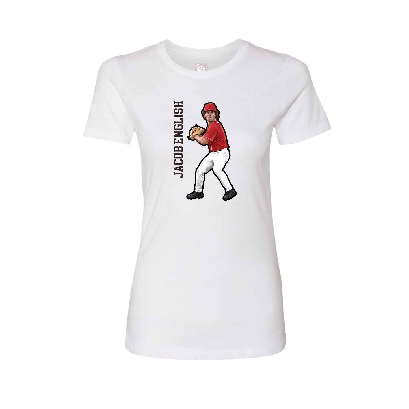Womens Tee — Name Vertical in White