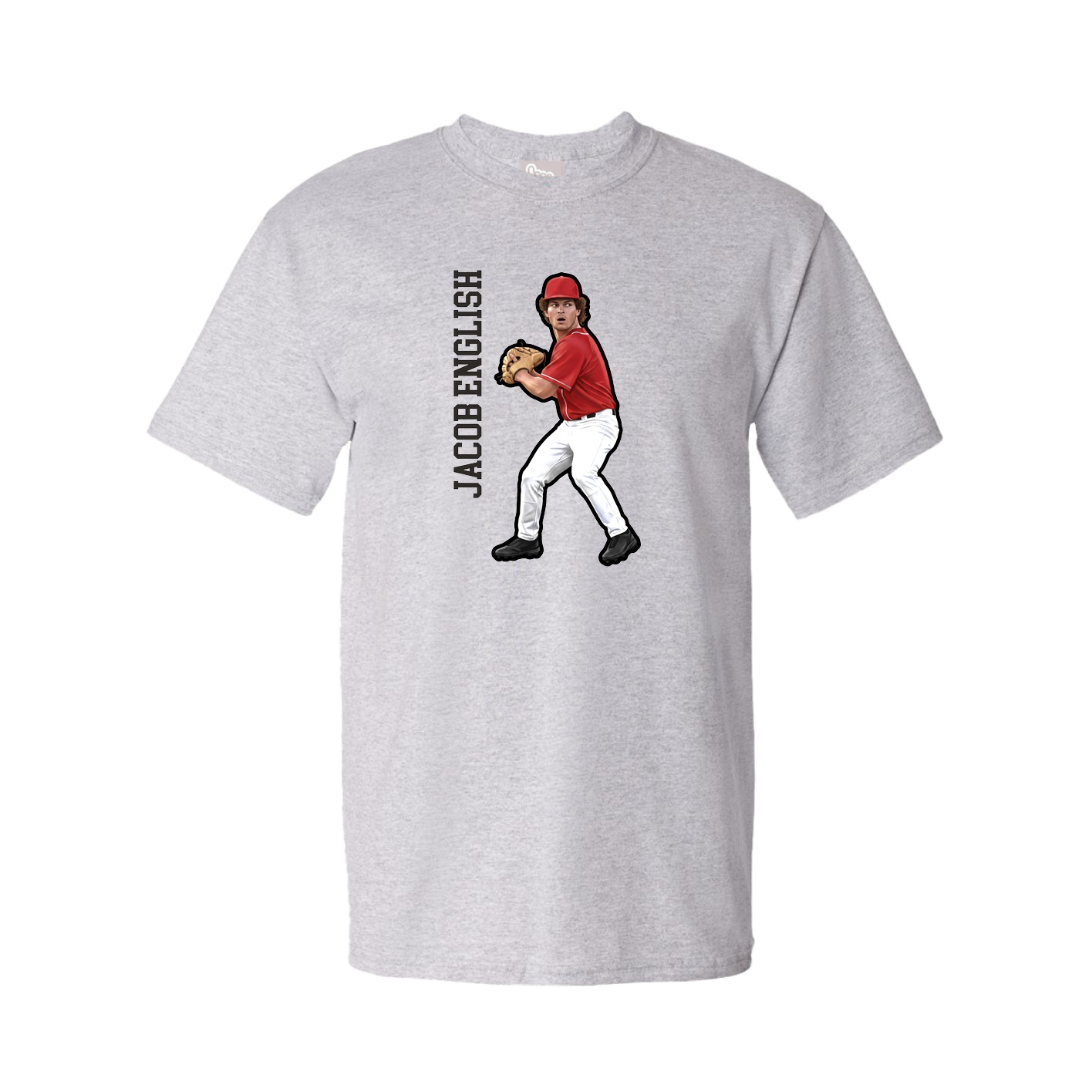 Youth Tee — Name Vertical in Grey