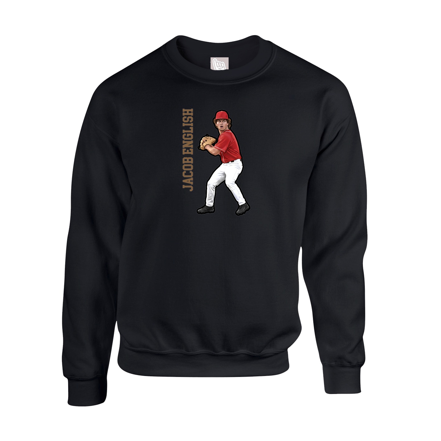 Fleece Crew — Name Vertical in Black