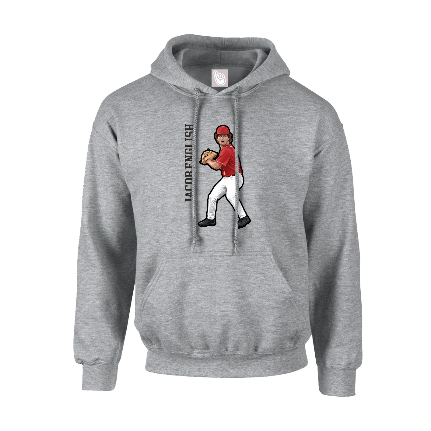 Youth Hoodie — Name Vertical in Grey