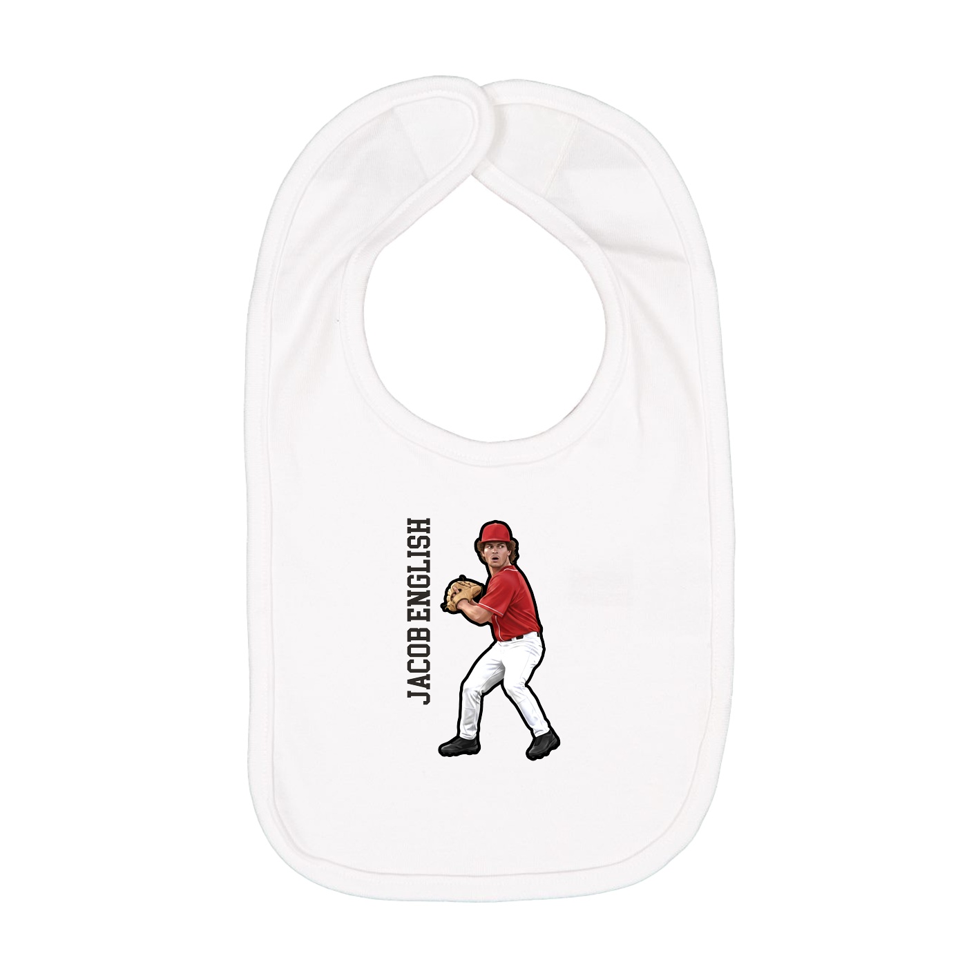 Infant Bib — Name Vertical in White