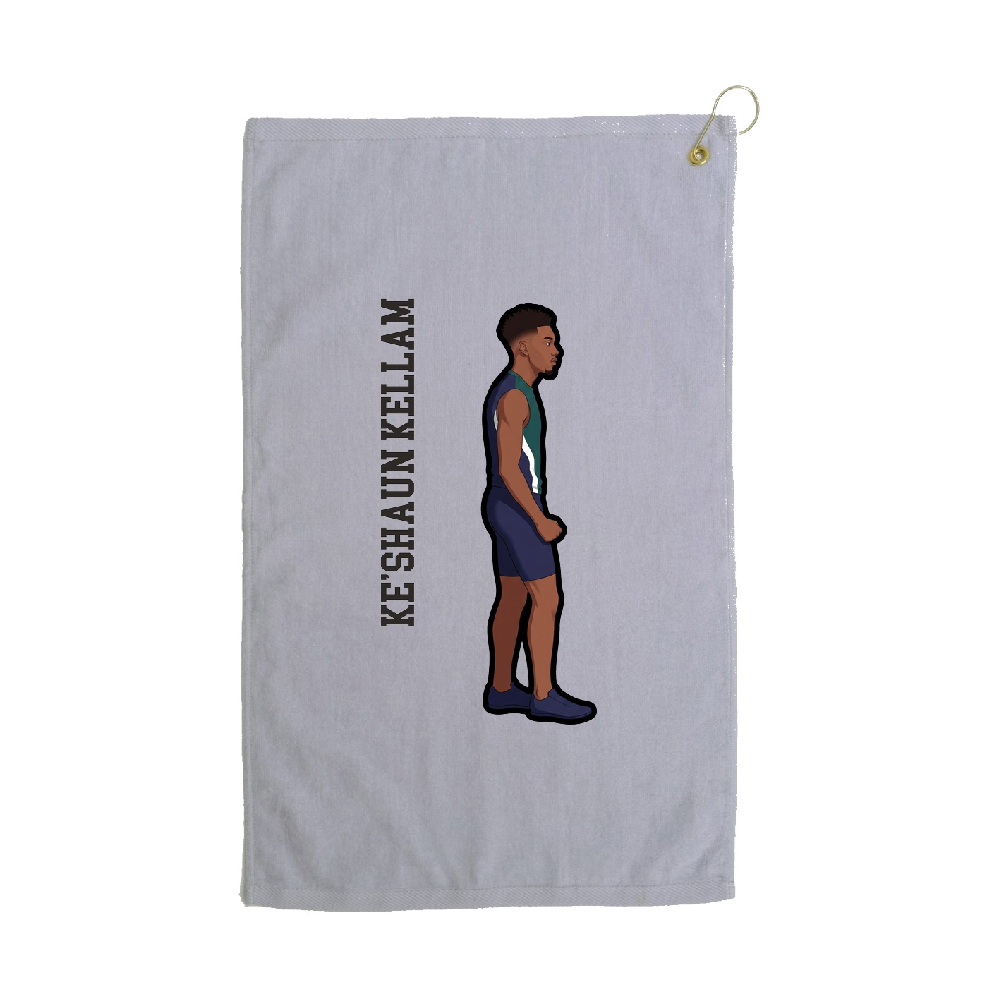 Golf Towel — Name Vertical in Grey