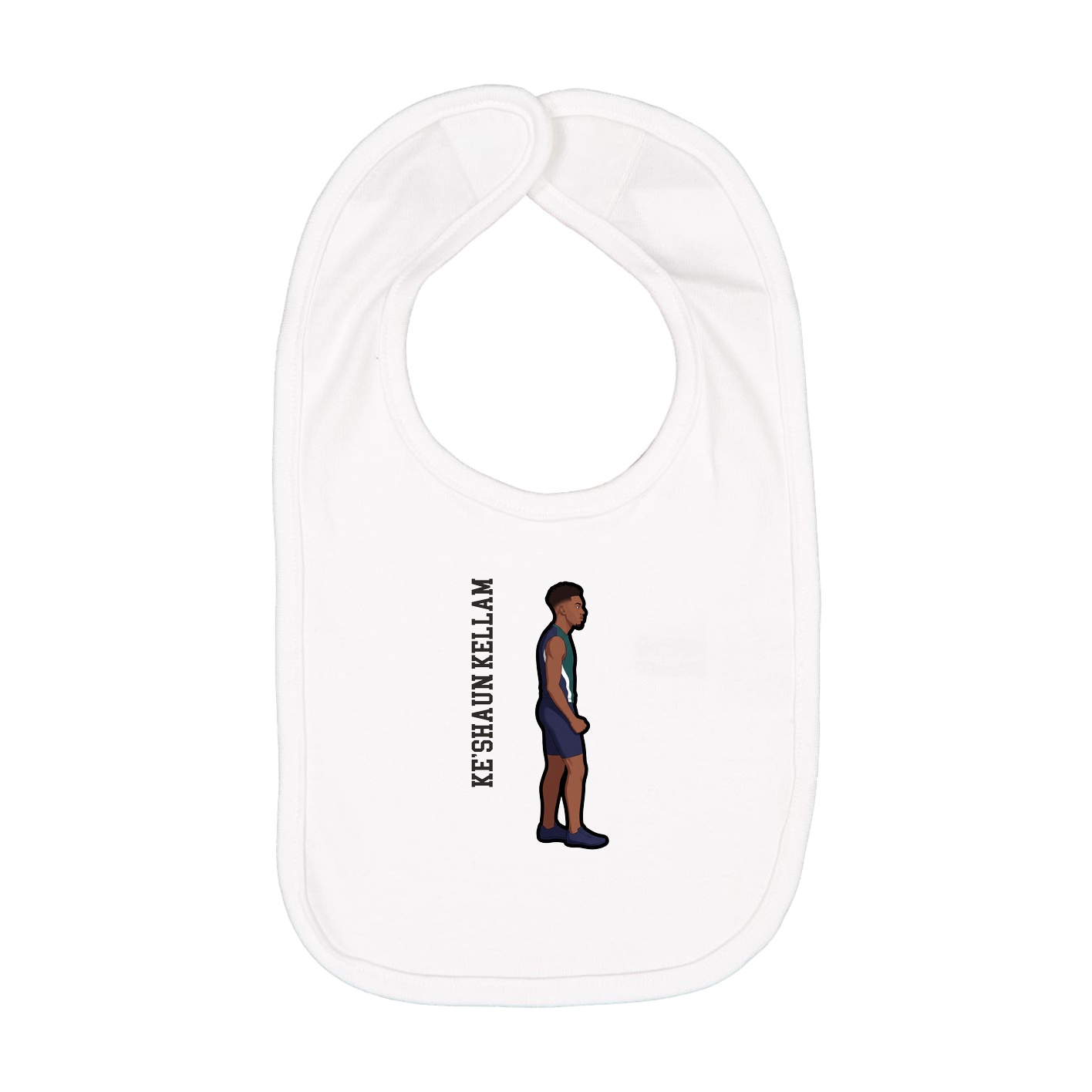 Infant Bib — Name Vertical in White