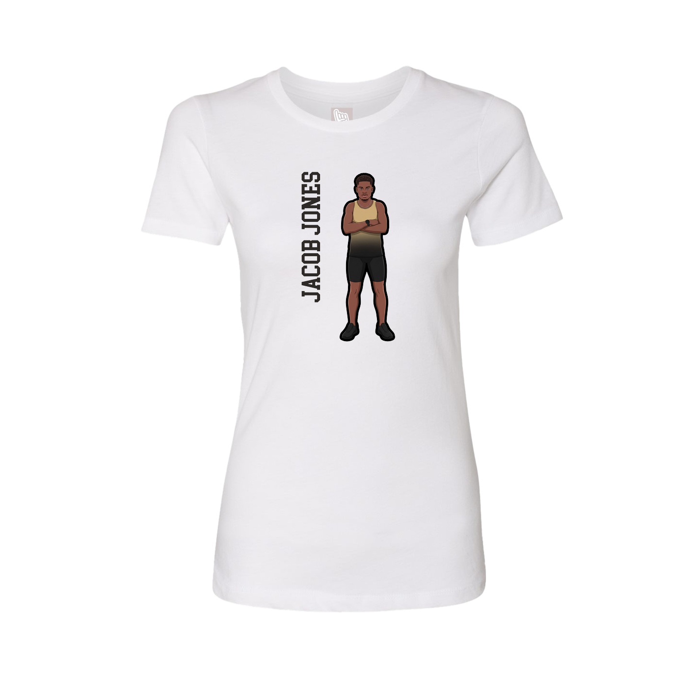 Fitted Women's Tee — Name Vertical in White