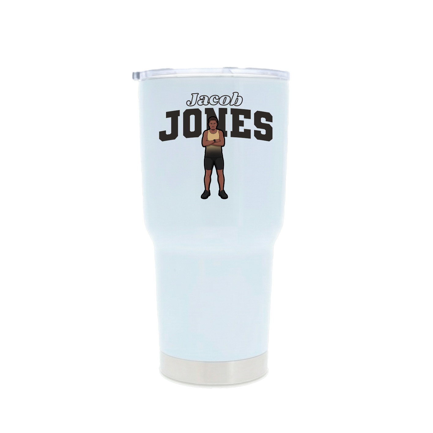30oz Stainless Steel Tumbler — Name Arch in White