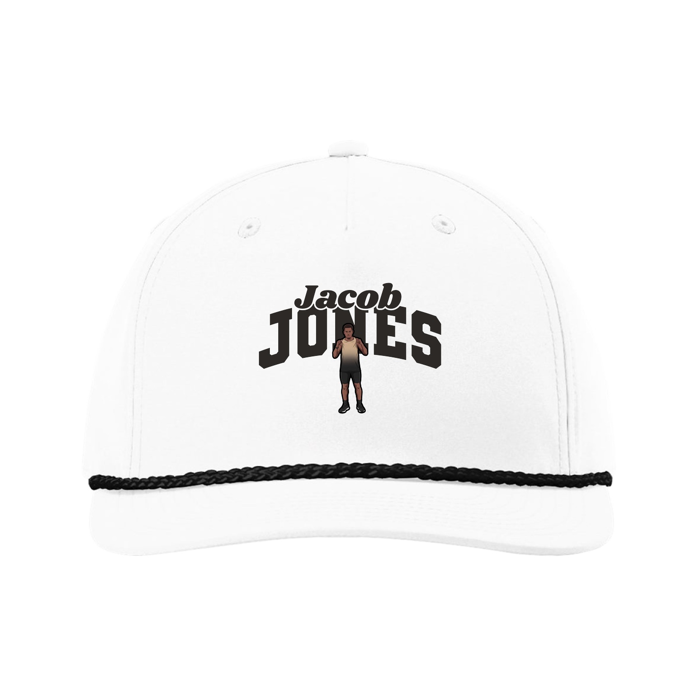 Five-Panel Classic Rope Cap — Signature Arch in White
