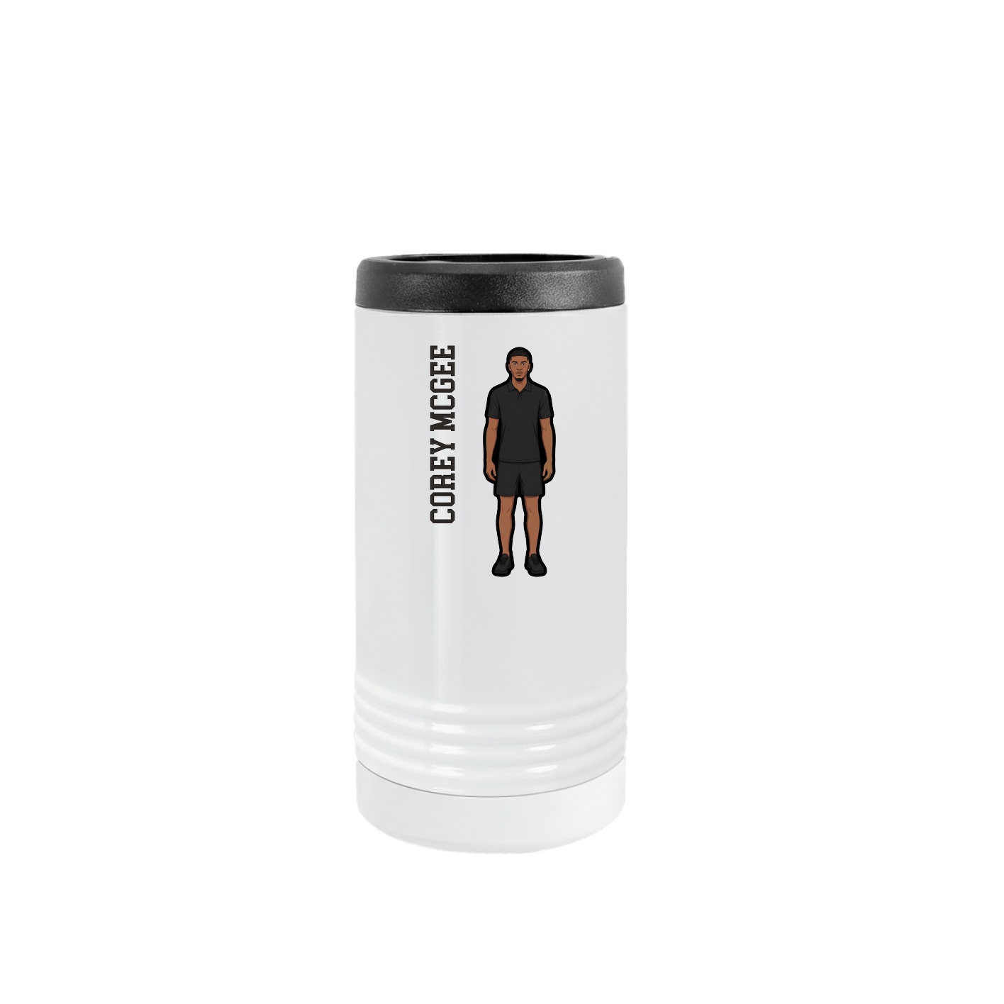 Slim Beverage Holder — Name Vertical in White