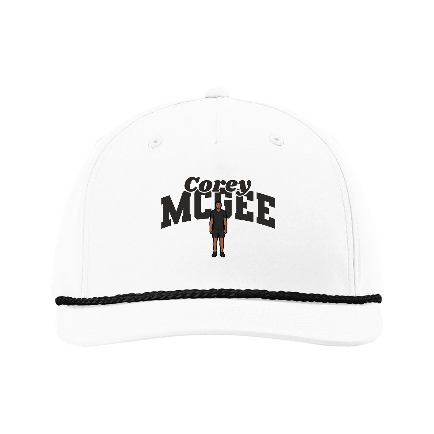 Five-Panel Classic Rope Cap — Signature Arch in White