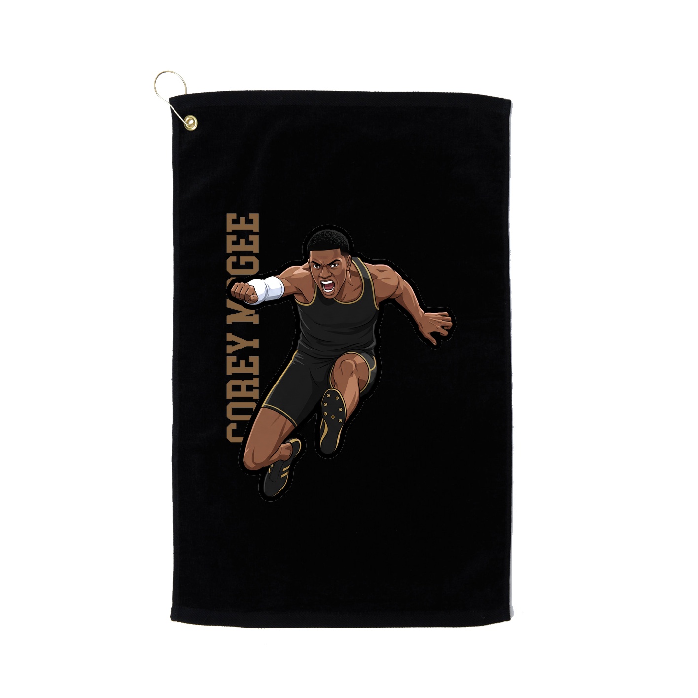 Golf Towel — Name Vertical in Black