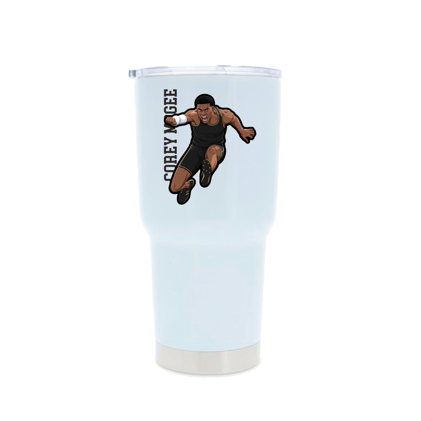 30oz Stainless Steel Tumbler — Name Vertical in White
