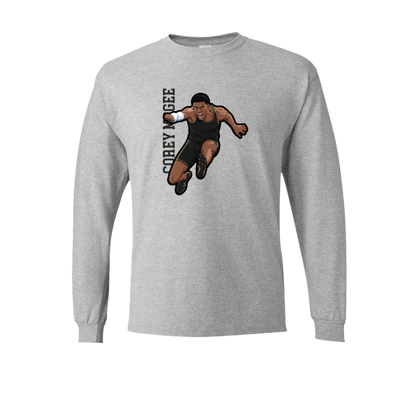 Long Sleeve Tee — Name Vertical in Grey