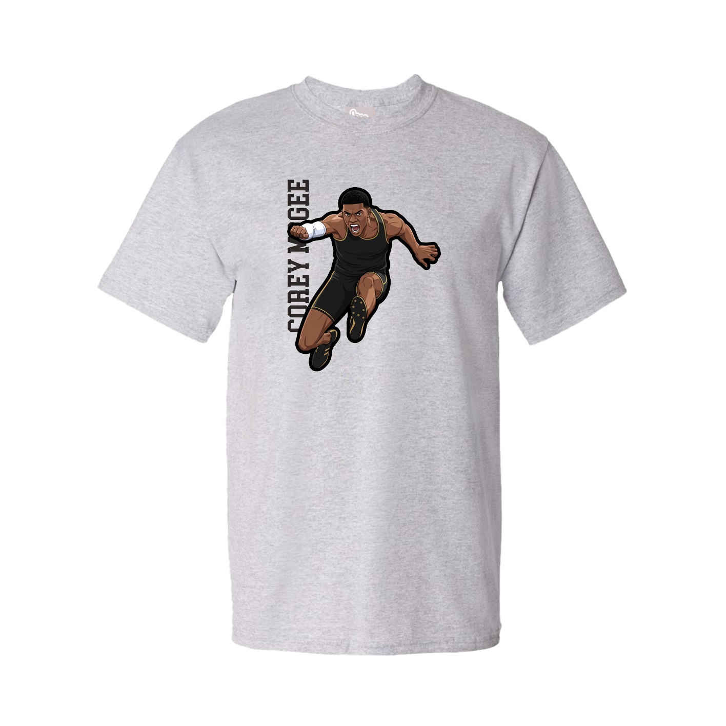 Youth Tee — Name Vertical in Grey