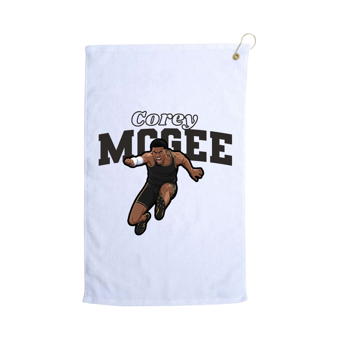Golf Towel — Name Arch in White