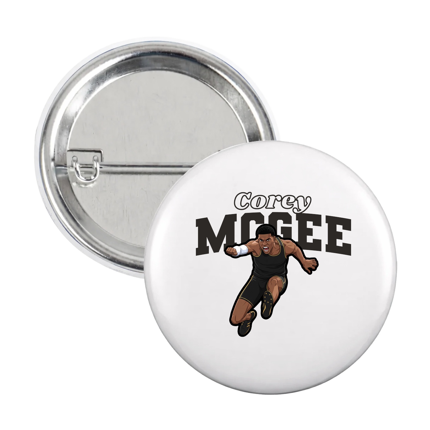 Game Day Button — Name Arch in White