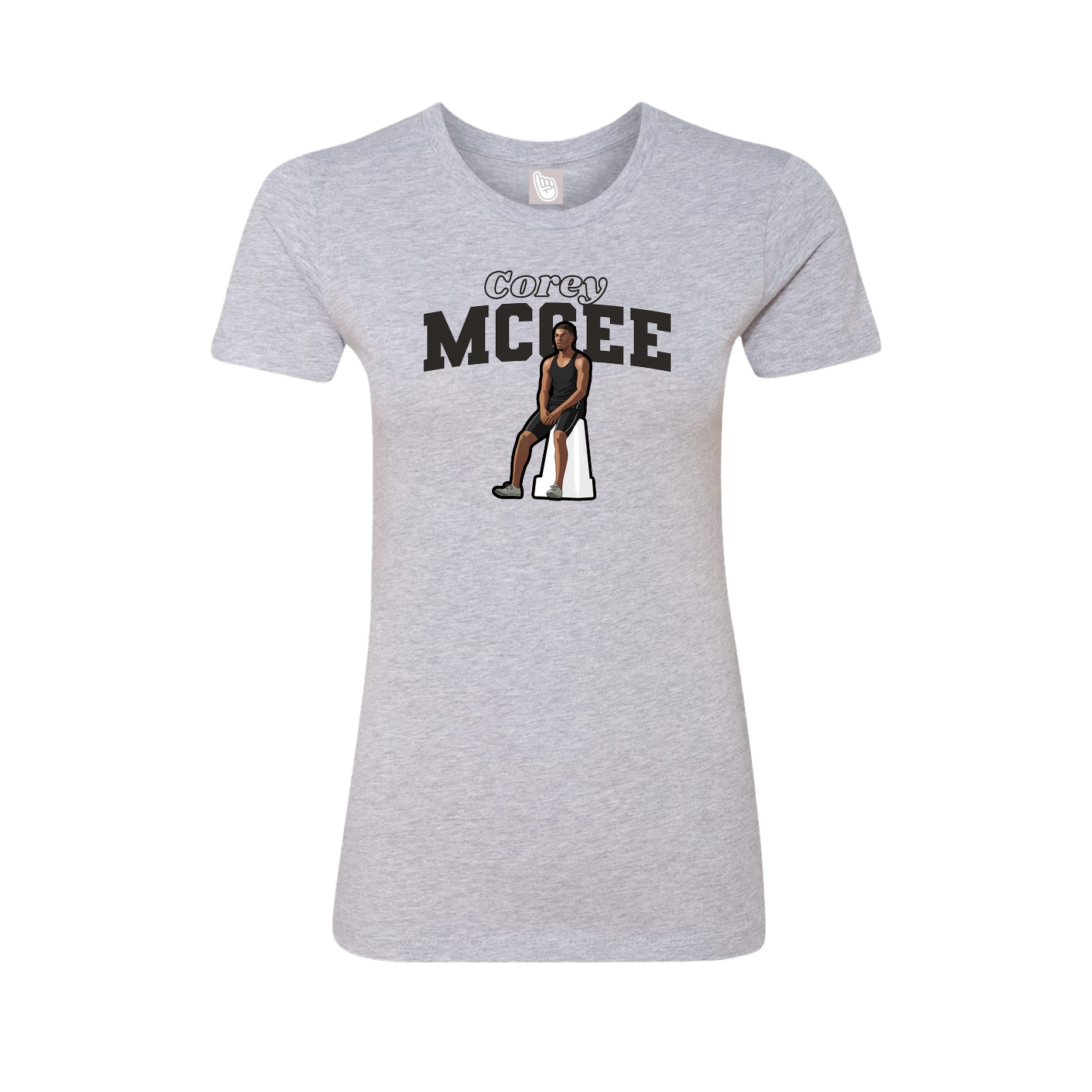 Fitted Women's Tee — Name Arch in Grey