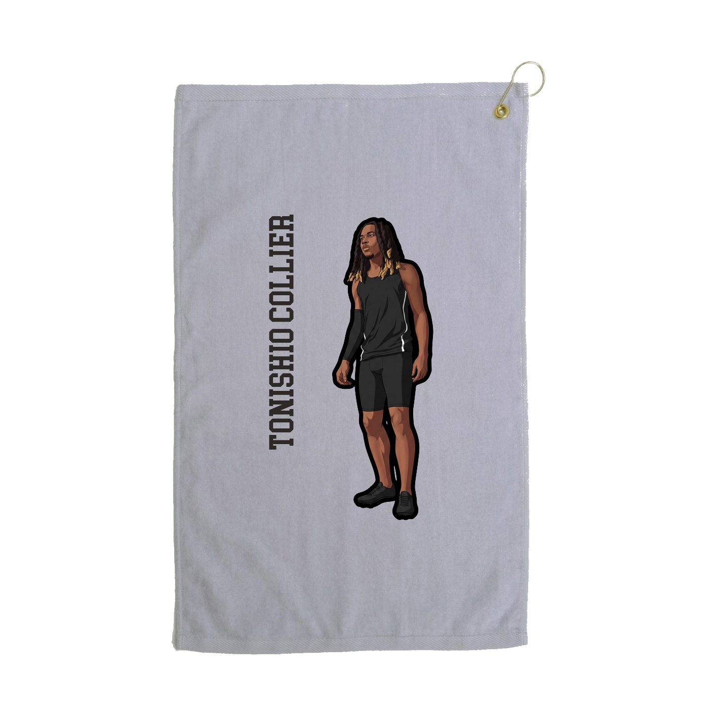 Golf Towel — Name Vertical in Grey