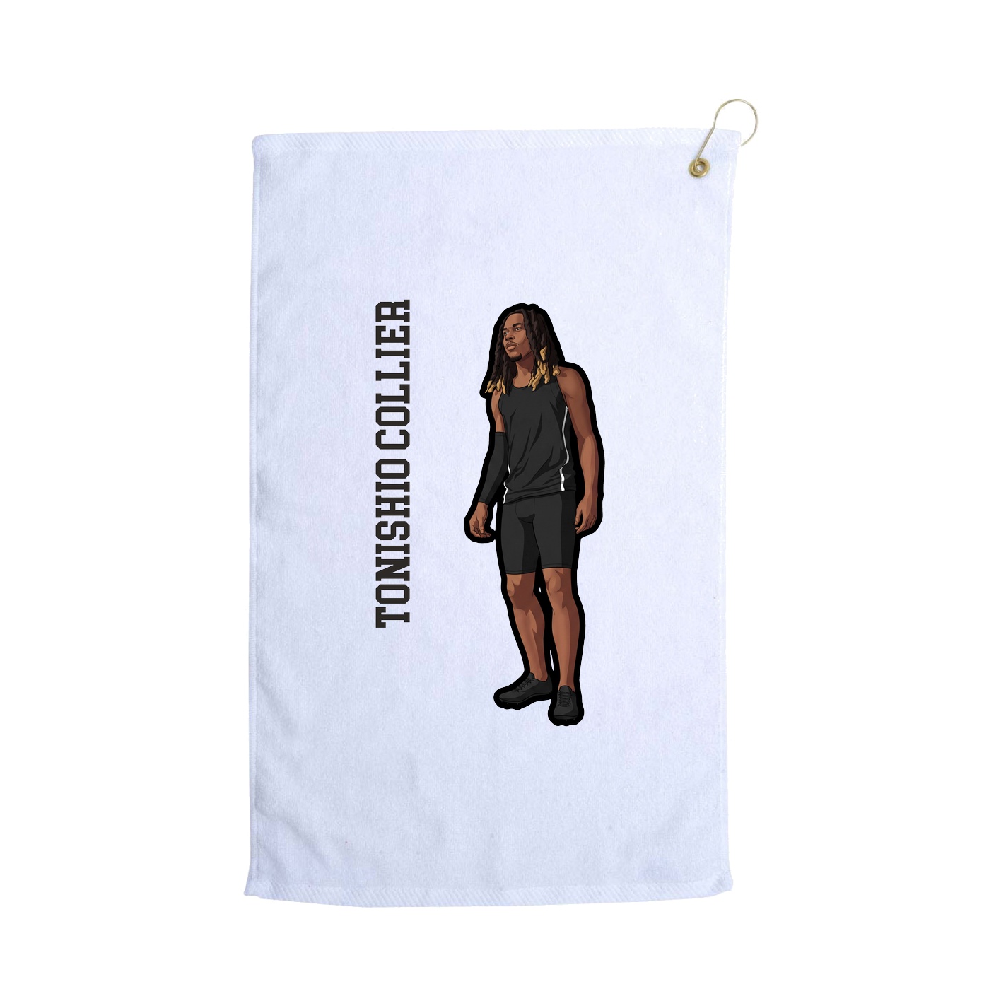 Golf Towel — Name Vertical in White