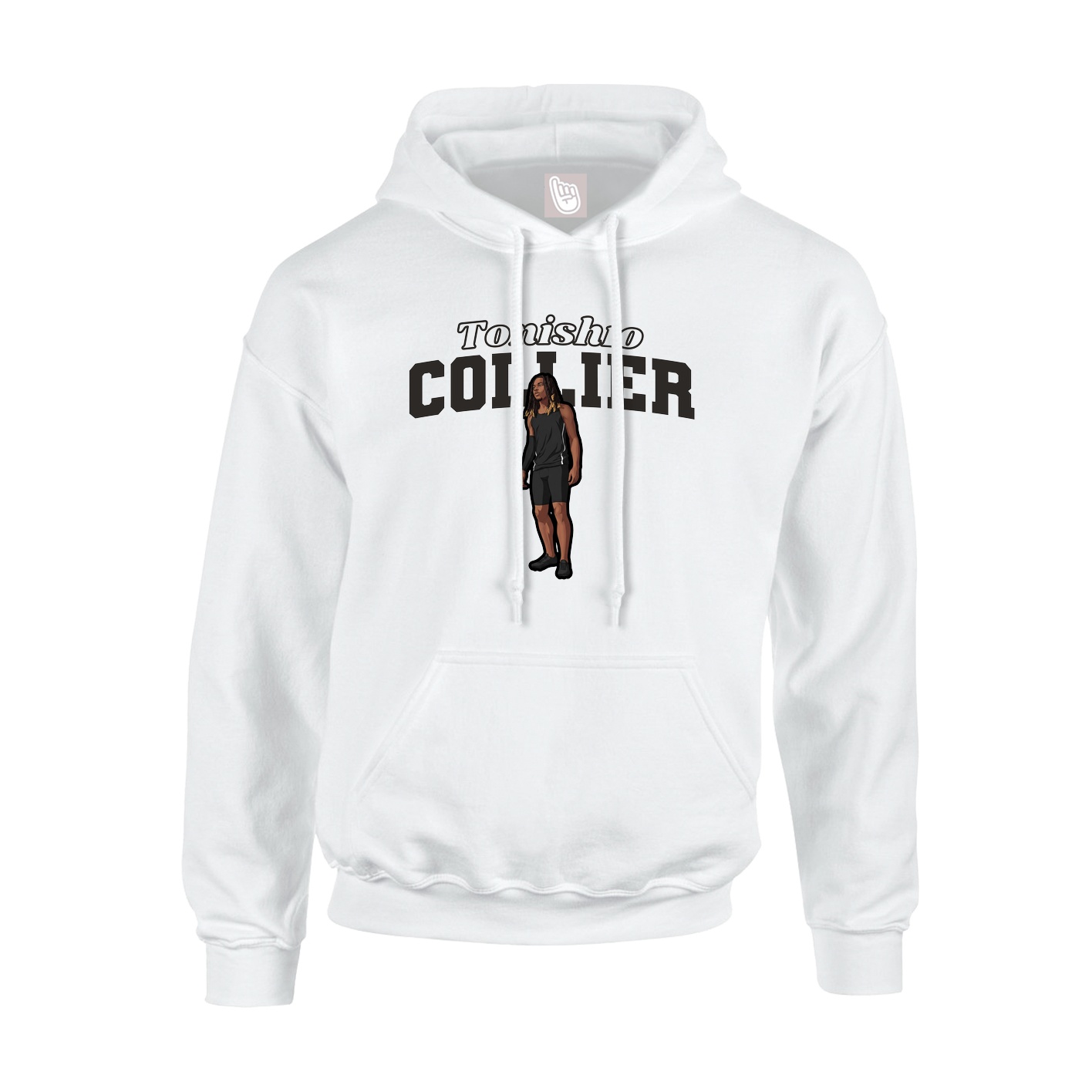 Youth Hoodie — Name Arch in White