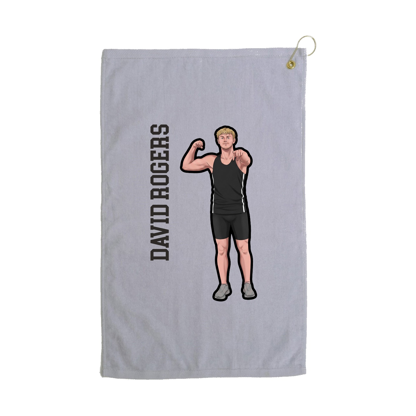 Golf Towel — Name Vertical in Grey