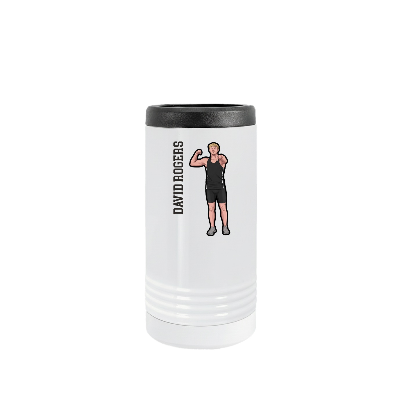Slim Beverage Holder — Name Vertical in White
