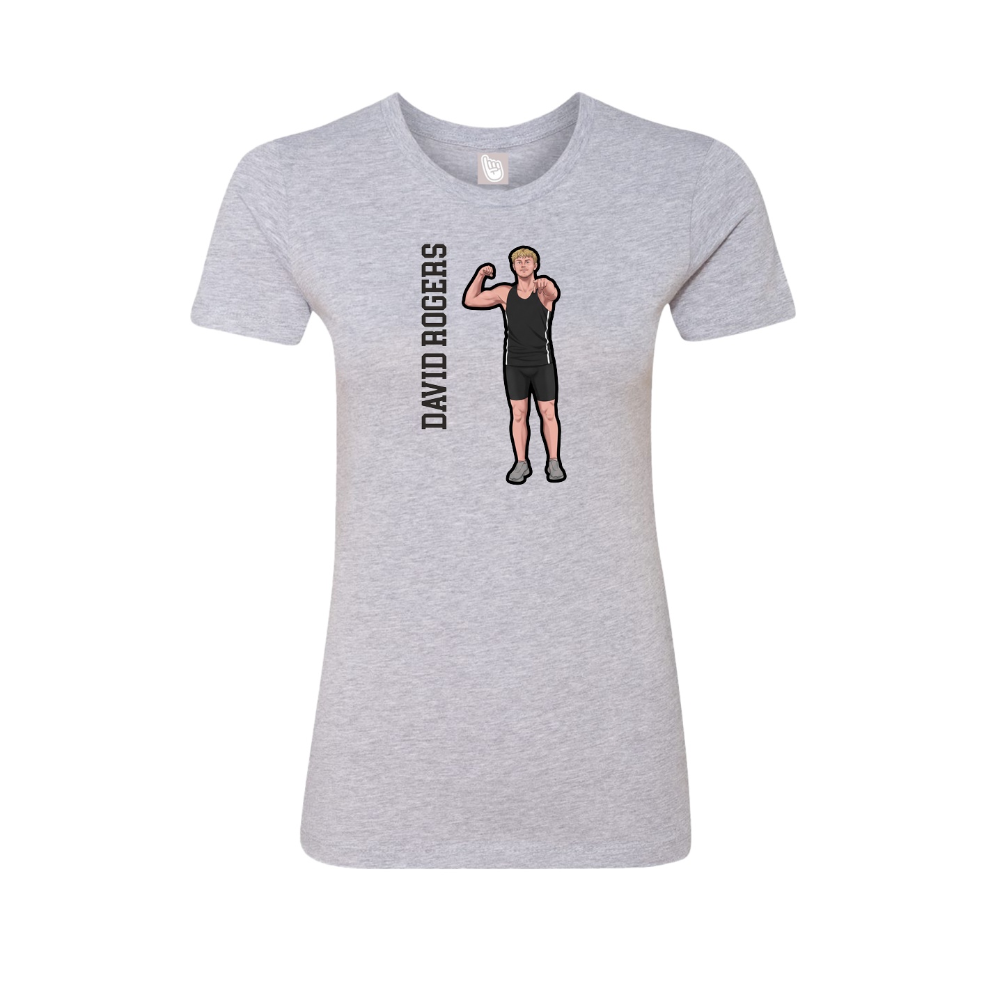 Fitted Women's Tee — Name Vertical in Grey