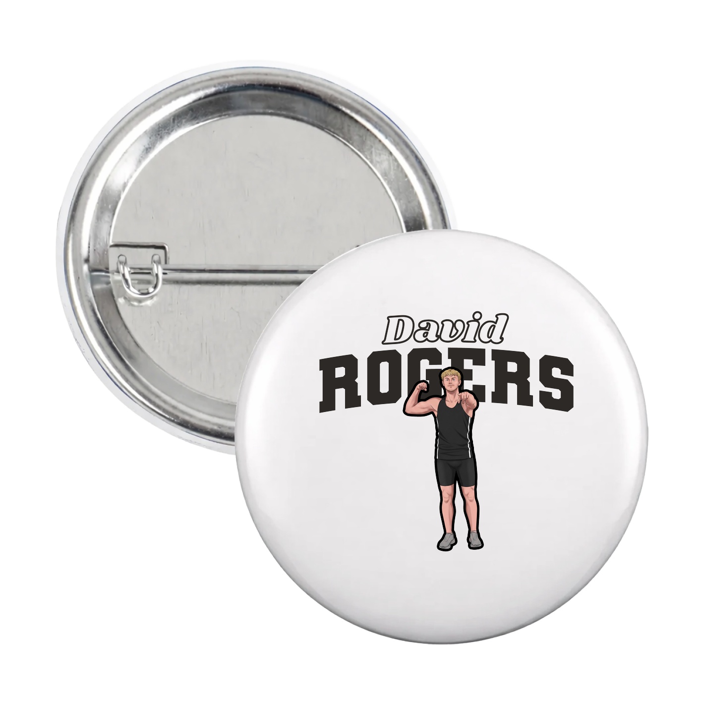 Game Day Button — Name Arch in White