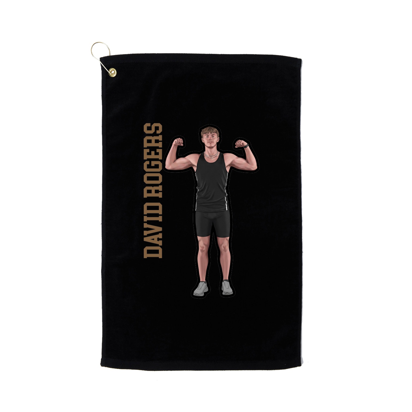 Golf Towel — Name Vertical in Black