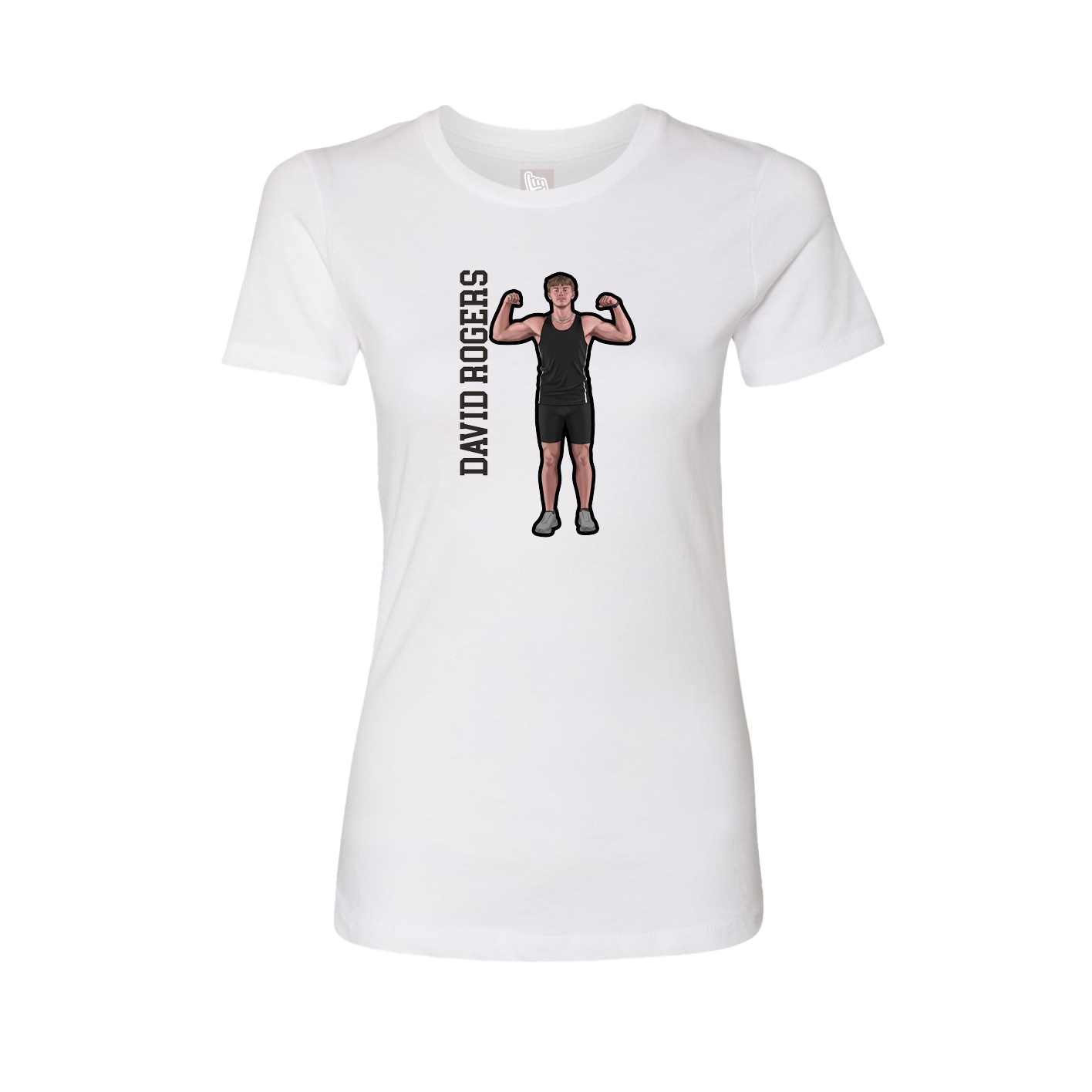 Fitted Women's Tee — Name Vertical in White
