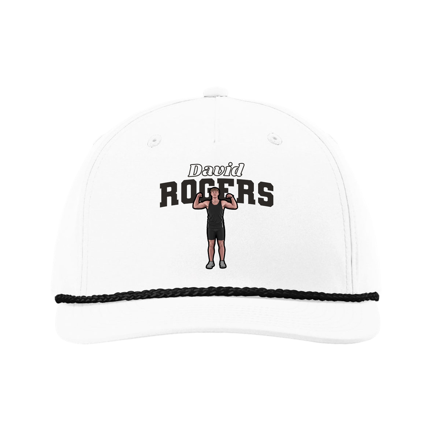 Five-Panel Classic Rope Cap — Name Arch in White