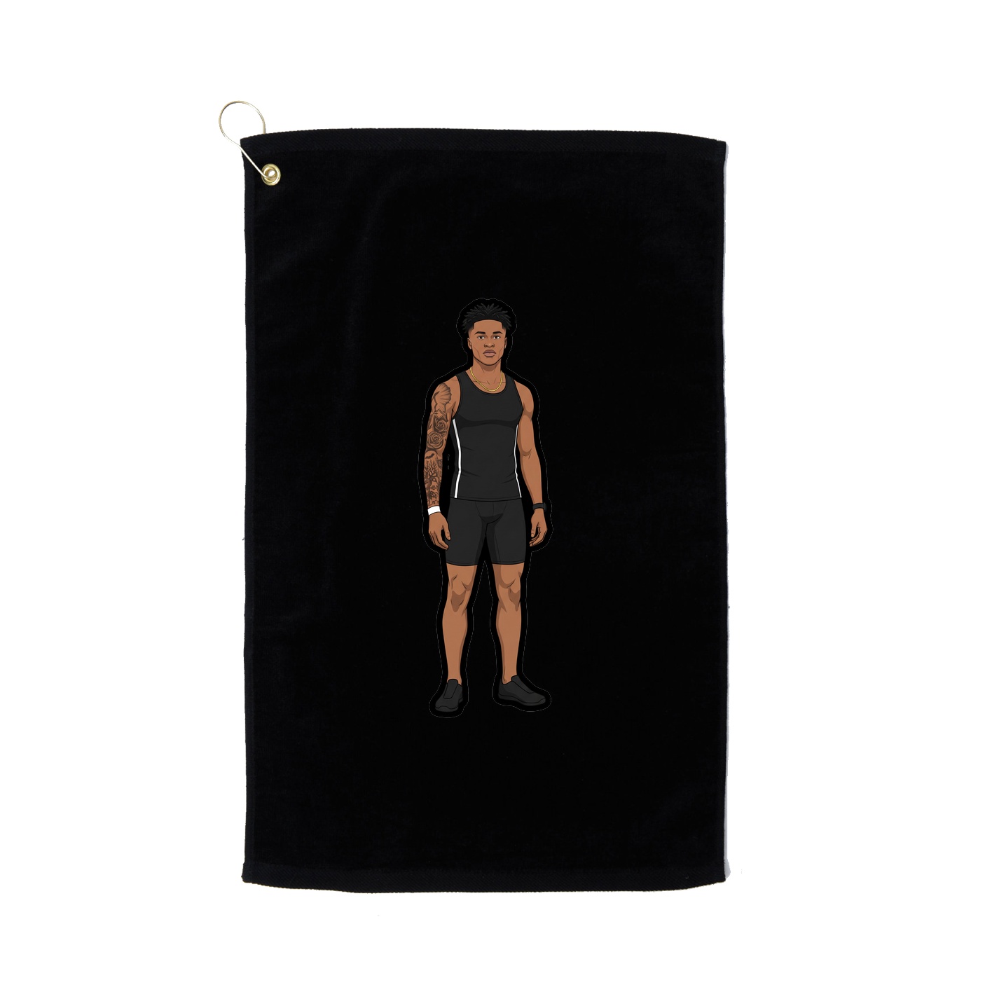 Golf Towel — Name Vertical in Black