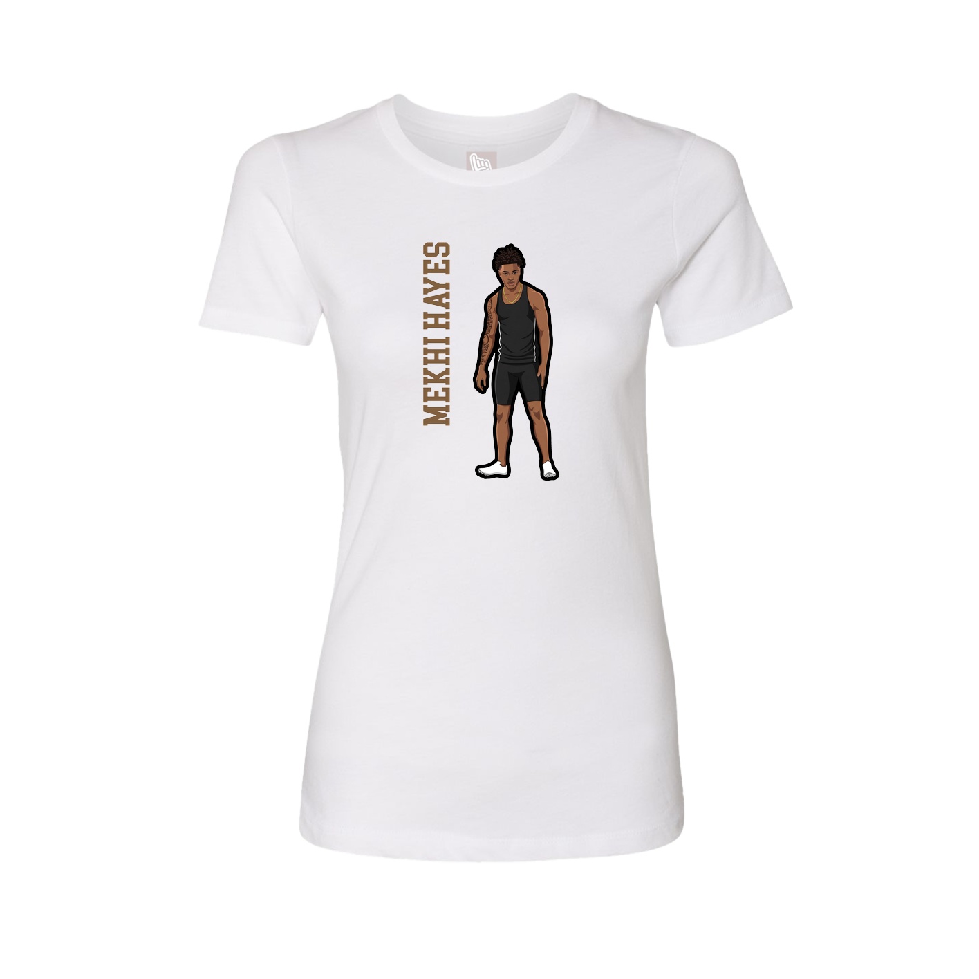 Fitted Women's Tee — Name Vertical in White