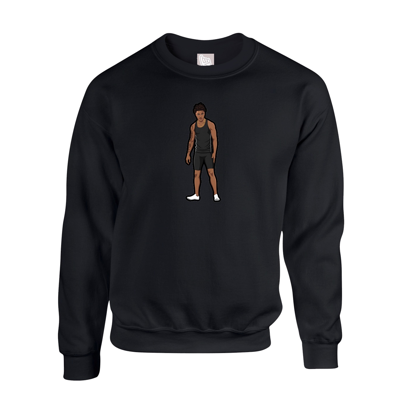 Fleece Crew — Name Vertical in Black