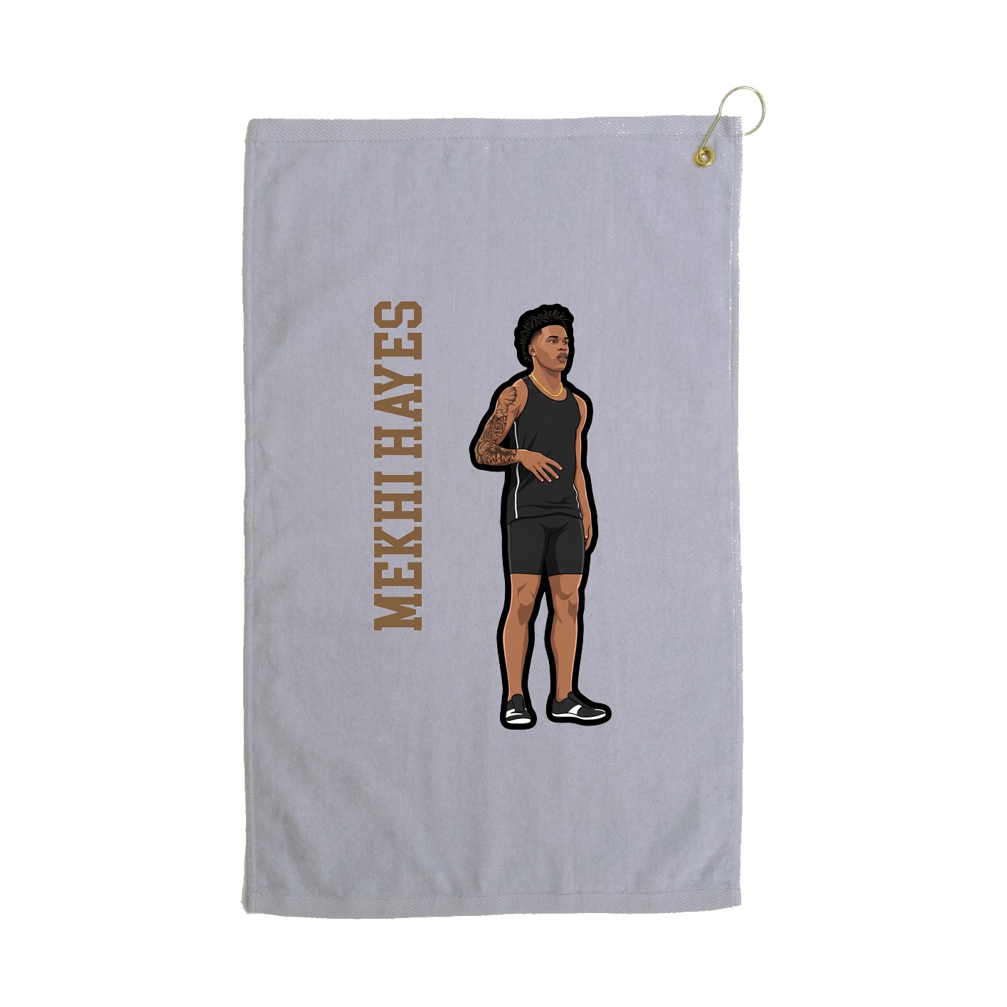 Golf Towel — Name Vertical in Grey