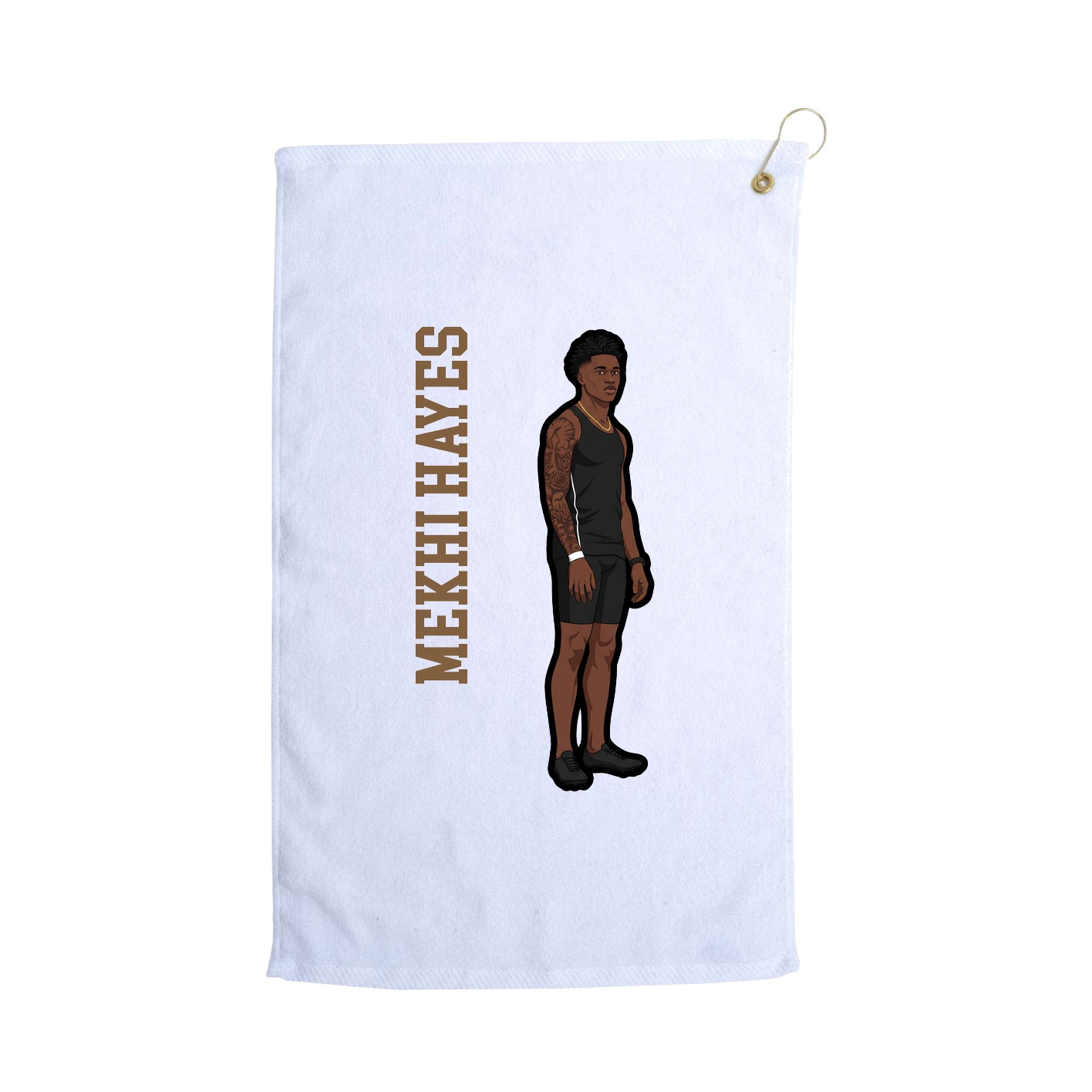 Golf Towel — Name Vertical in White